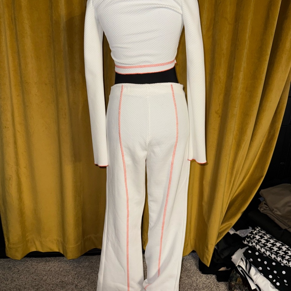 Women's White and orange Trim set